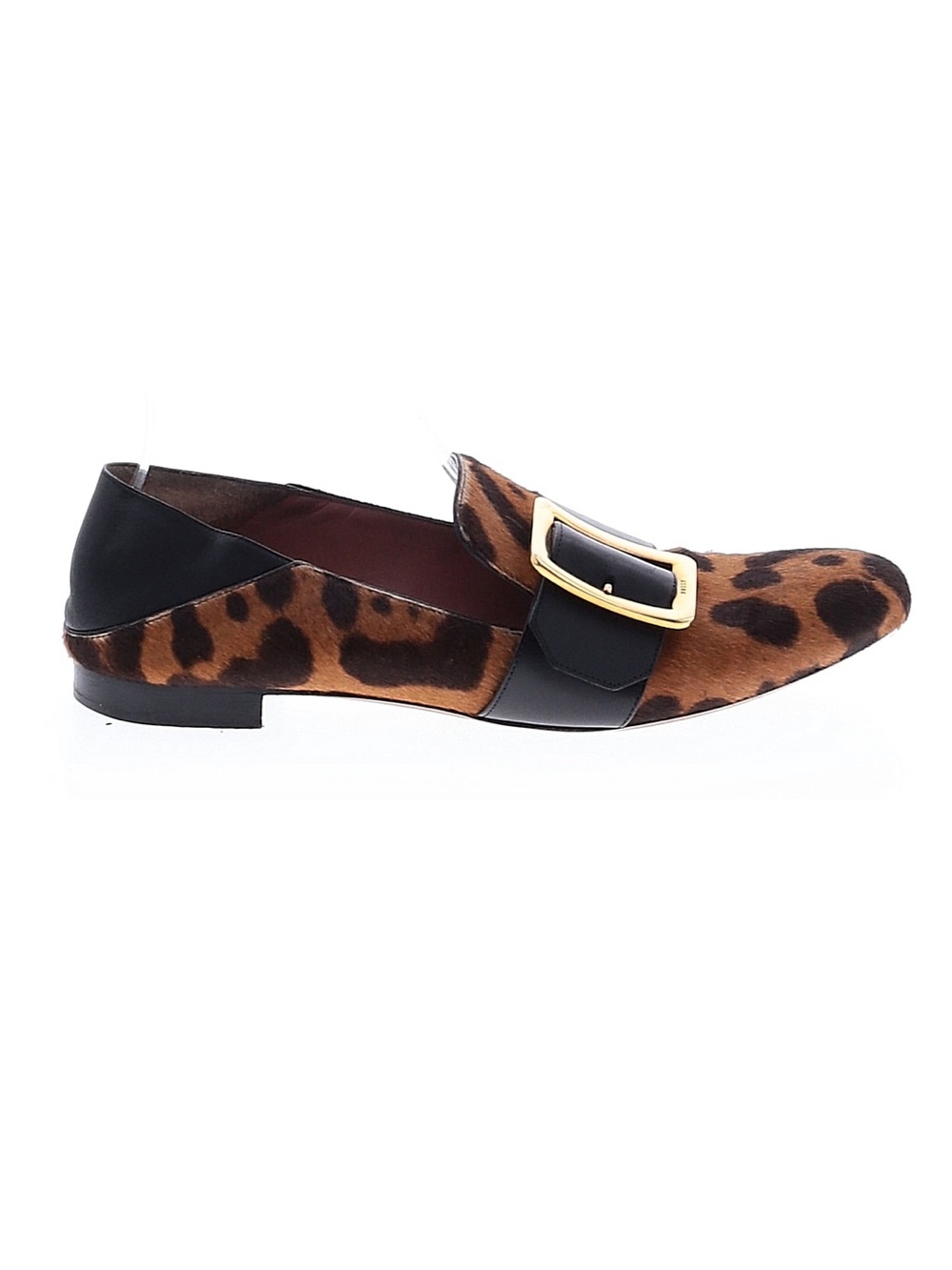 Bally Leopard Calf Hair Flats Gold Buckle Loafers EU 40 Made in Italy Sz 9